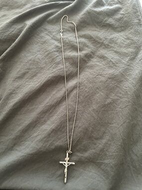 Sterling Silver Crucifix Pendant Necklace - Silver